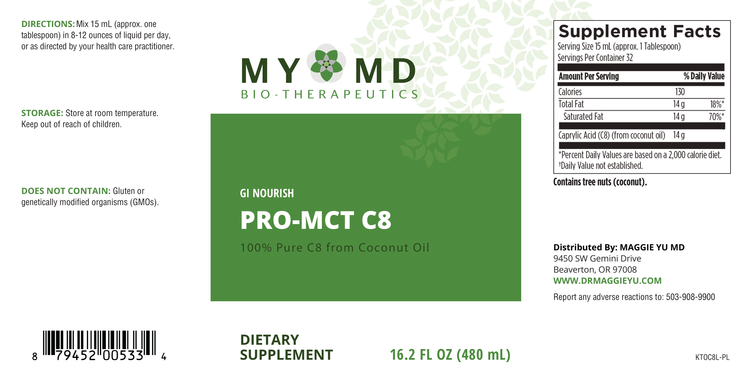 PRO-MCT C8 Right fat for healing leaky gut